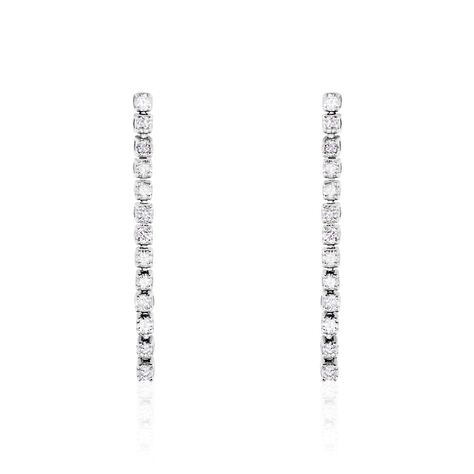Boucles D'oreilles Pendantes Moscovado Or Blanc Diamant Synth&eacute;tique - Boucles d'oreilles pendantes Femme | Histoire d&rsquo;Or