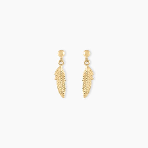 Boucles D'oreilles Pendantes Bartolomea Feuille Or Jaune - Boucles d'oreilles pendantes Femme | Histoire d’Or