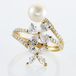 Bague Norah Or Jaune Perle De Culture Et Oxyde De Zirconium - Bagues solitaires Femme | Histoire d&rsquo;Or