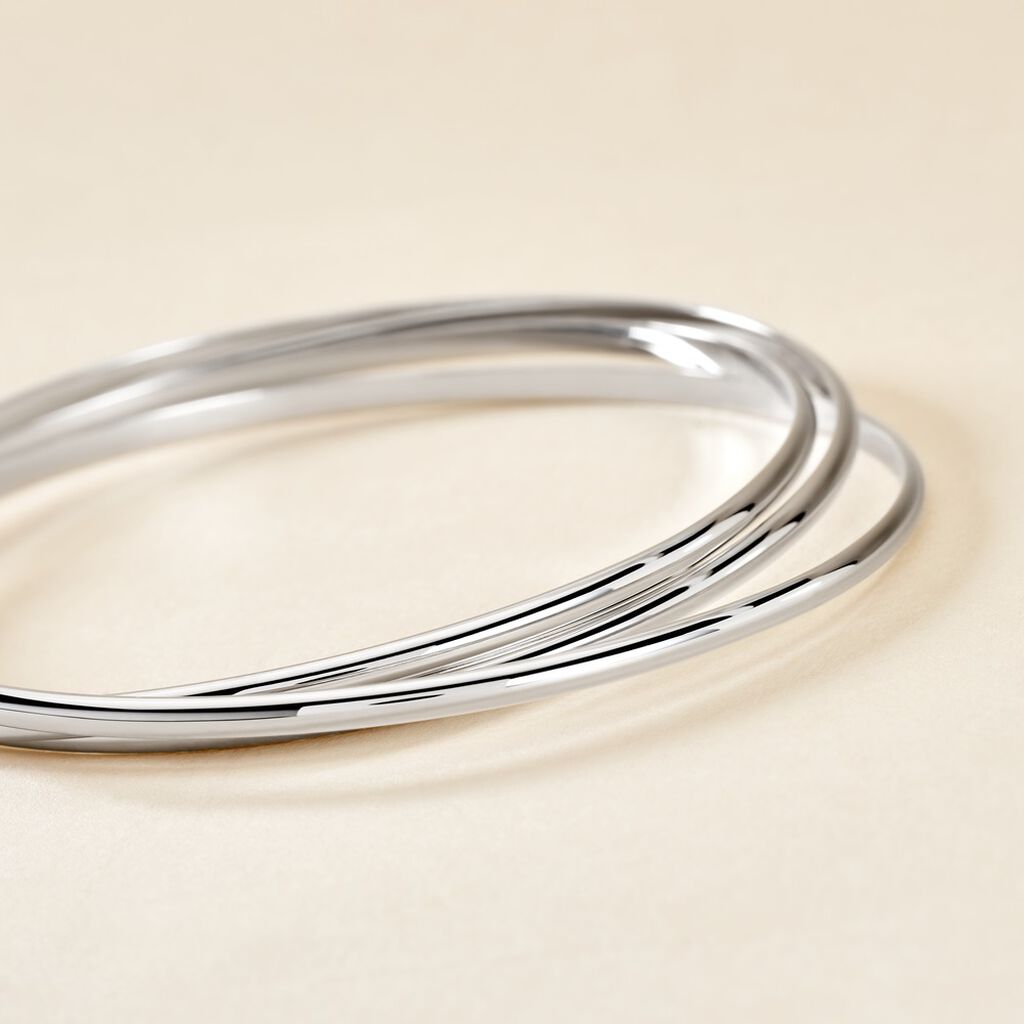Bracelet Jonc Hugoline Argent Blanc - Bracelets joncs Femme | Histoire d’Or