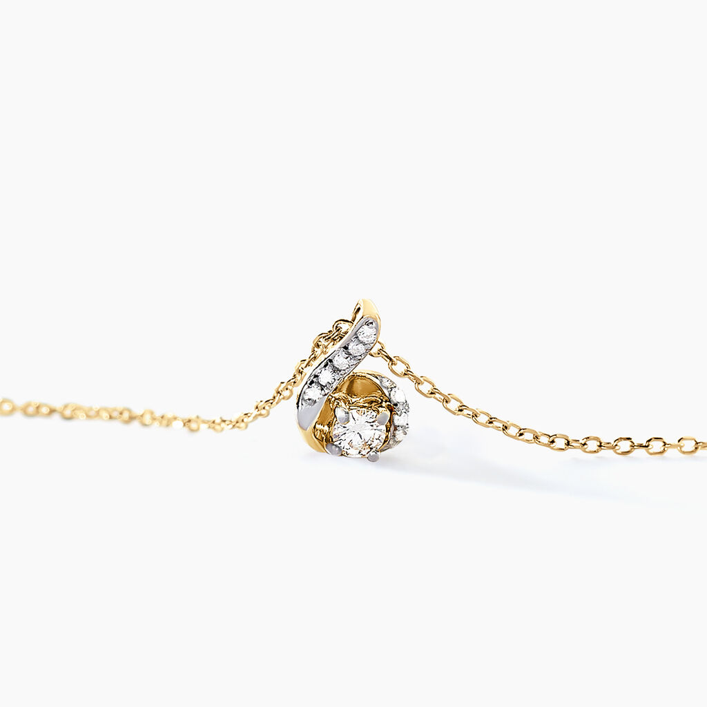 Collier Vrille Accompagnee Or Jaune Diamant - Colliers Femme | Histoire d’Or