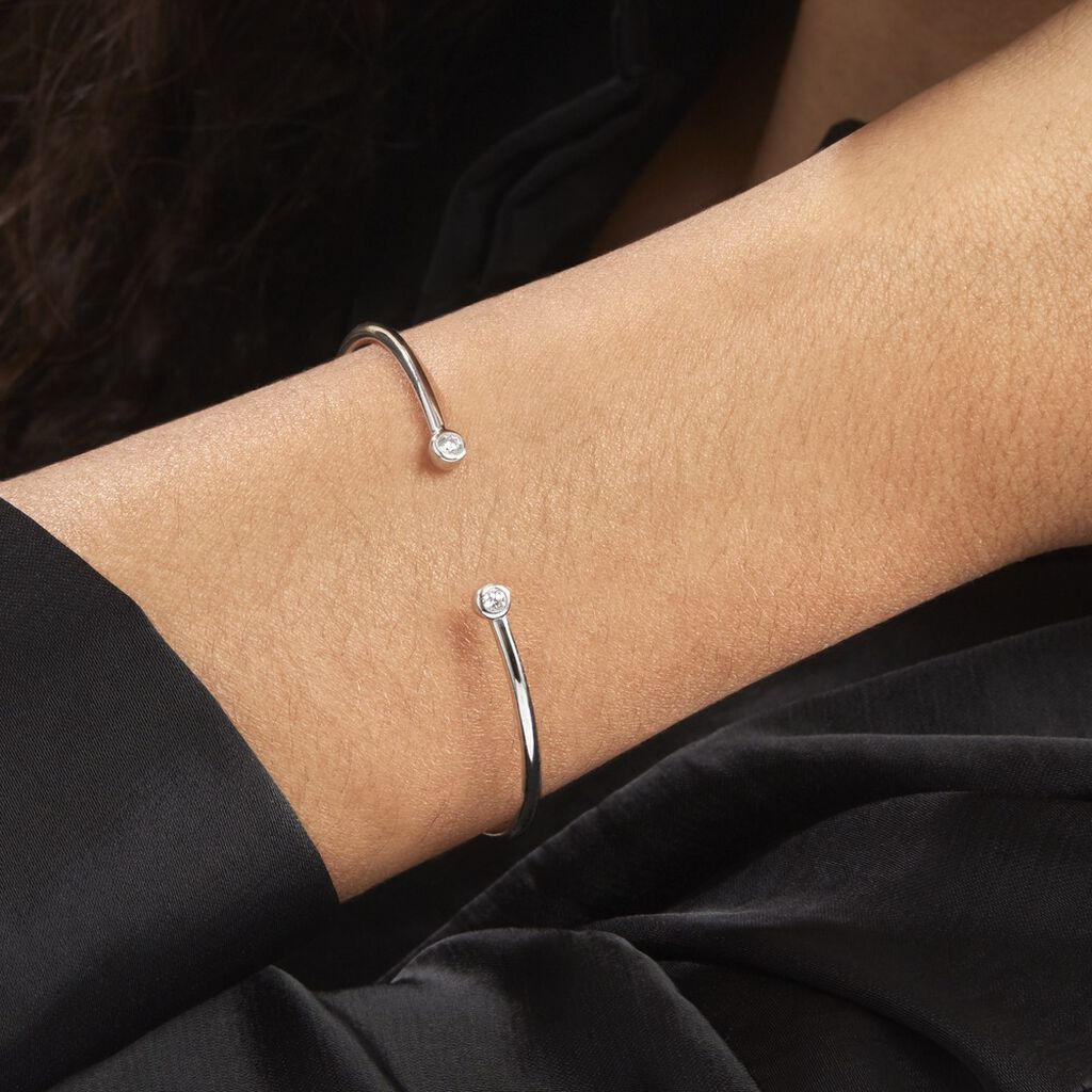 Bracelet Jonc Regine Argent Blanc Oxyde De Zirconium - Bracelets joncs Femme | Histoire d’Or