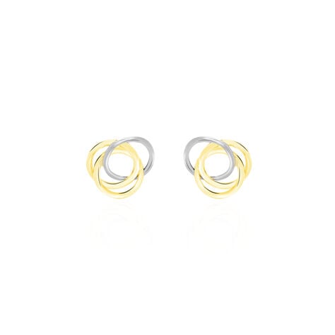 Boucles D'oreilles Puces Edmee Cercle Or Bicolore - Clous d'oreilles Femme | Histoire d’Or