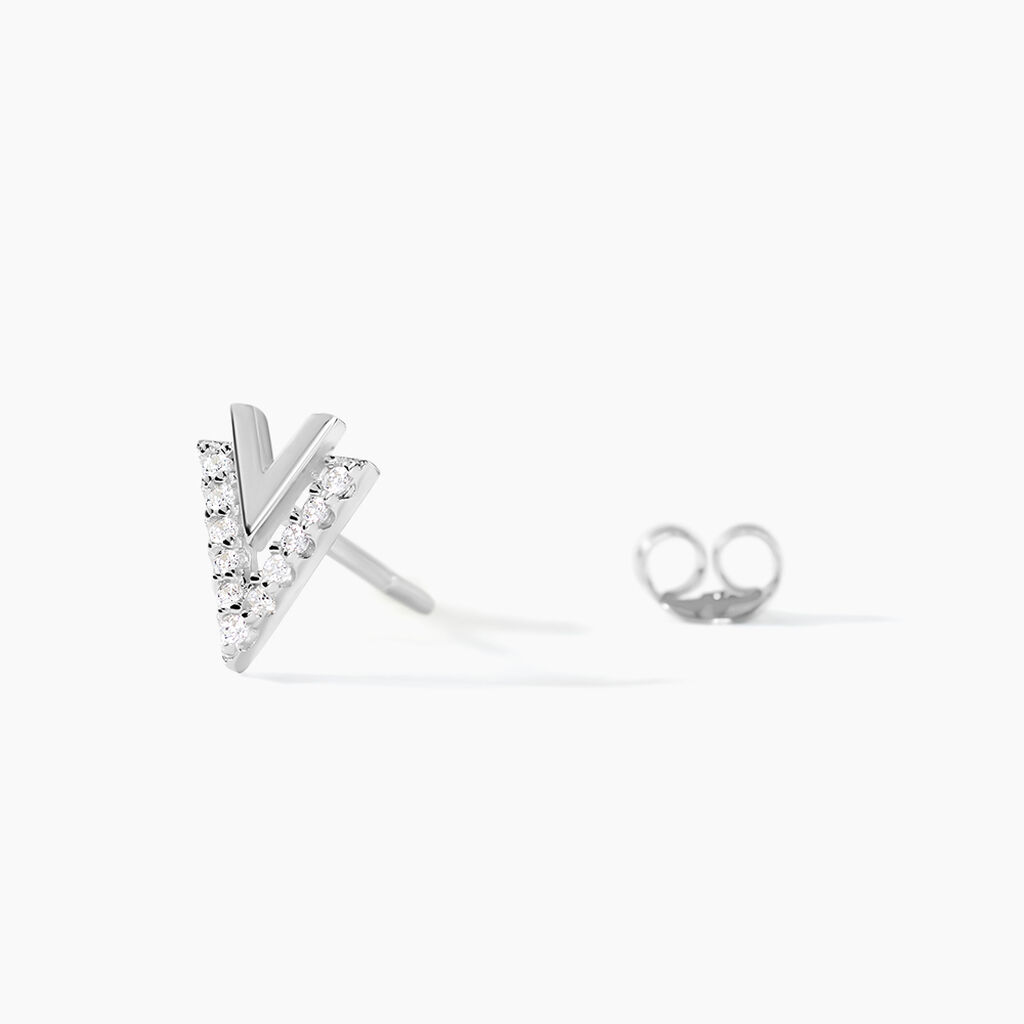 Boucles D'oreilles Puces Guenolee Argent Blanc Oxyde De Zirconium - Boucles d'oreilles fantaisie Femme | Histoire d’Or
