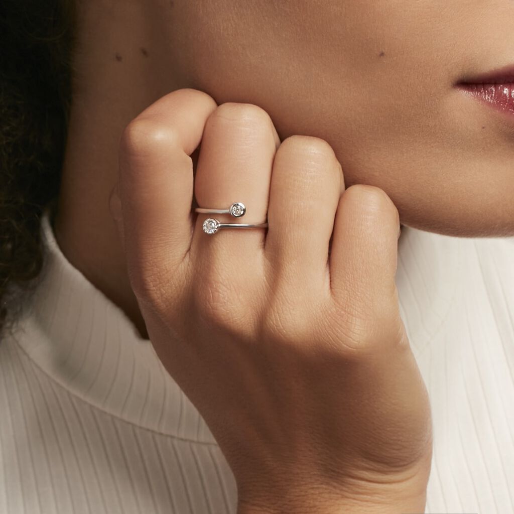 Bague Ajustable Mechte 1 Argent Blanc Oxyde De Zirconium - Bagues avec pierre Femme | Histoire d’Or