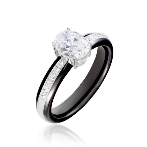 Bague Solitaire Neville Argent Blanc Céramique Et Oxyde De Zirconium - Bagues solitaires Femme | Histoire d’Or