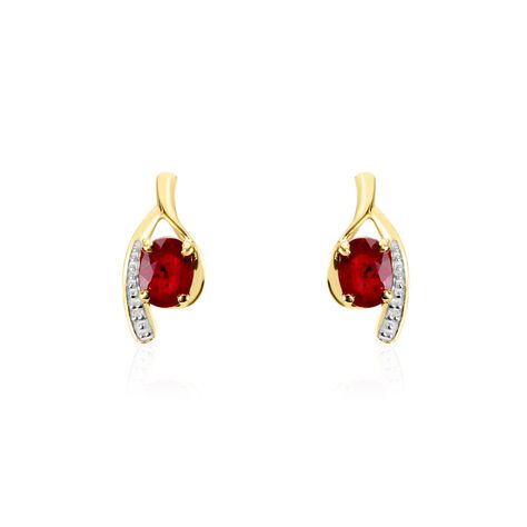 Bijoux D'oreilles Emotion Or Jaune Rubis Diamant - Clous d'oreilles Femme | Histoire d&rsquo;Or