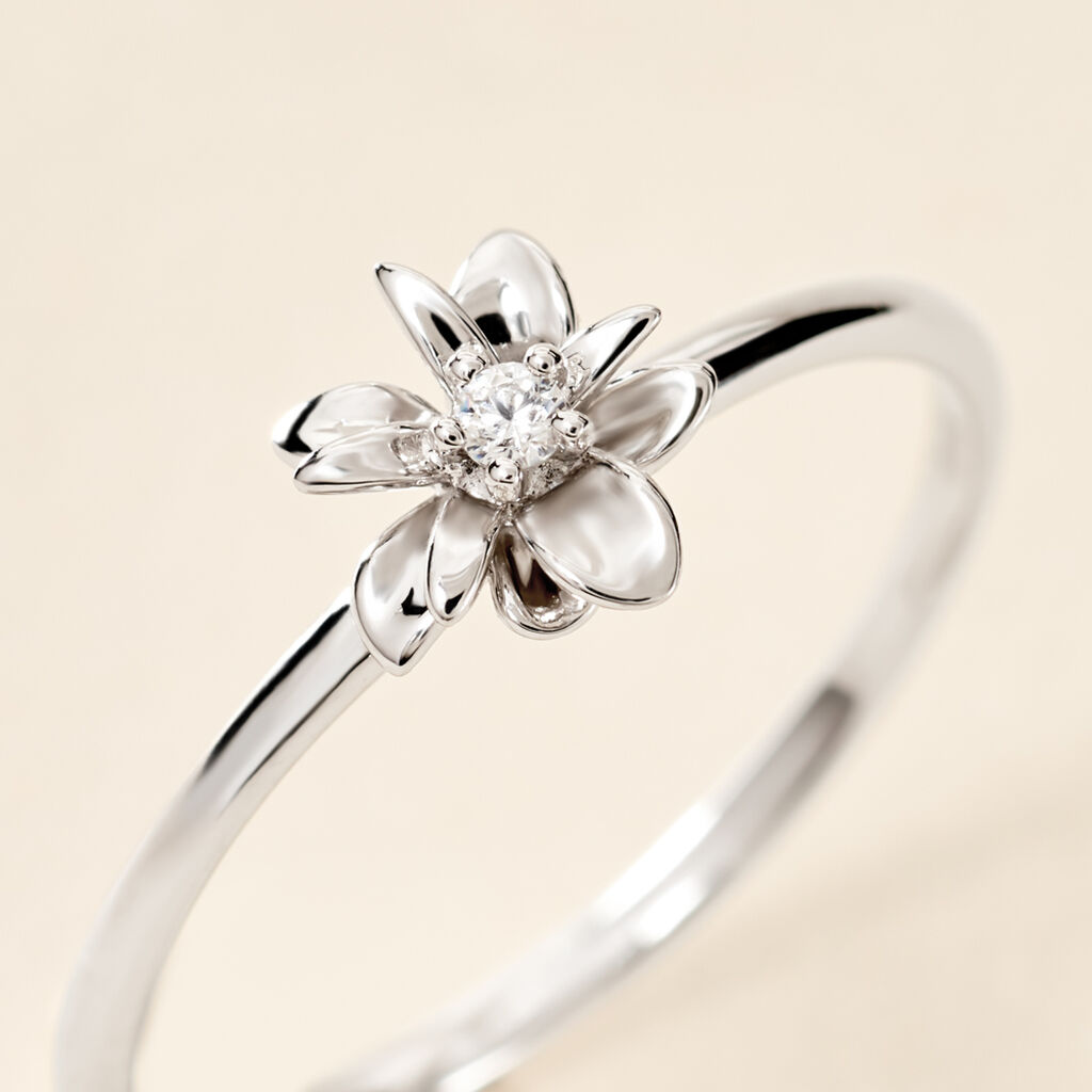 Bague Narcisse Dream Argent Blanc Oxyde De Zirconium - Bagues solitaires Femme | Histoire d&rsquo;Or