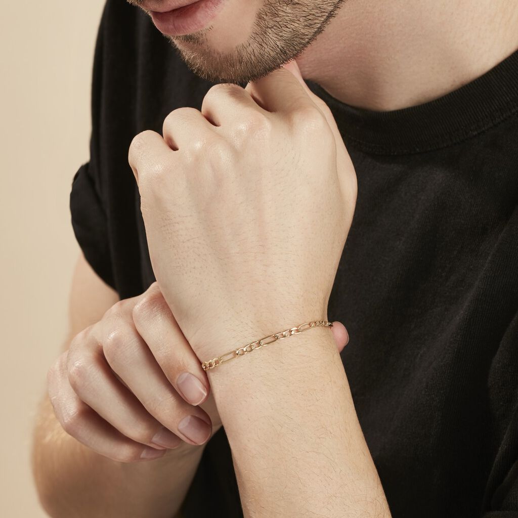 Bracelet Cameo Maille Alternée 1/3 Or Jaune - Bracelets chaîne Homme | Histoire d’Or