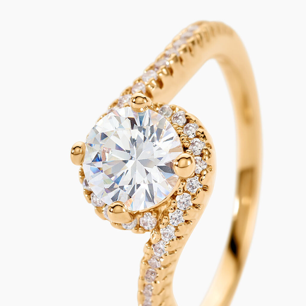 Bague Joisse Plaqu&eacute; Or Oxyde De Zirconium - Bagues solitaires Femme | Histoire d&rsquo;Or