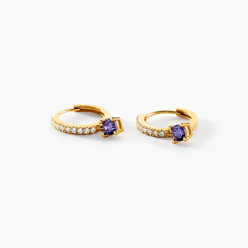 Créoles Grazyna Or Jaune Améthyste Oxyde De Zirconium - Boucles d'oreilles créoles Femme | Histoire d’Or