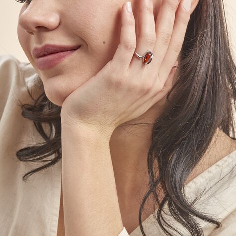 Bague Argent Blanc Leeloo Ambre - Bagues solitaires Femme | Histoire d’Or