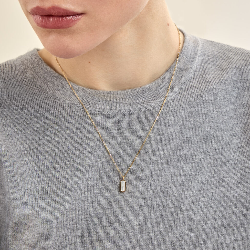 Collier Jazz Acier Jaune Nacre - Colliers fantaisie Femme | Histoire d&rsquo;Or