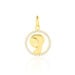 Pendentif Vierge Rond Diamante Or Jaune Oxyde De Zirconium - Pendentifs Baptême Famille | Histoire d’Or