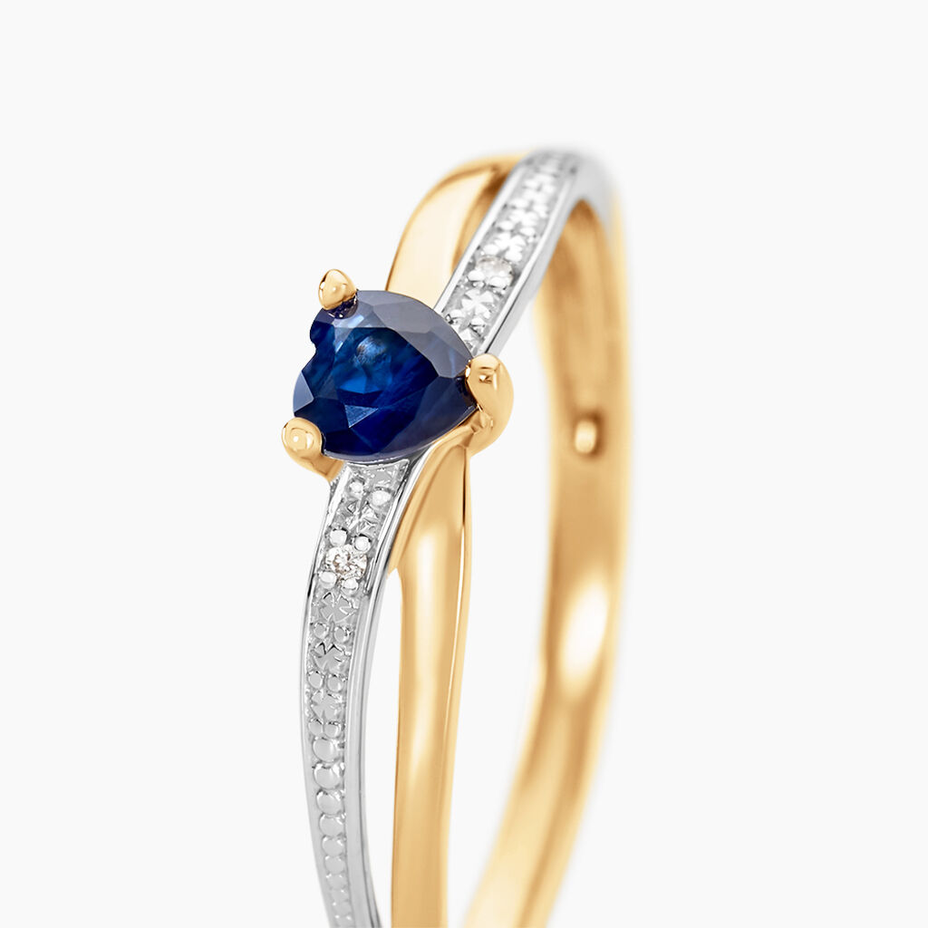 Bague Skylar Or Bicolore Saphir Diamant - Bagues solitaires Femme | Histoire d’Or