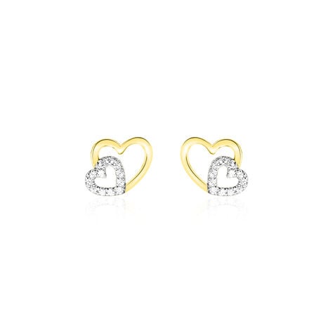 Boucles D'oreilles Puces Marineta Or Jaune Oxyde De Zirconium - Clous d'oreilles Femme | Histoire d’Or