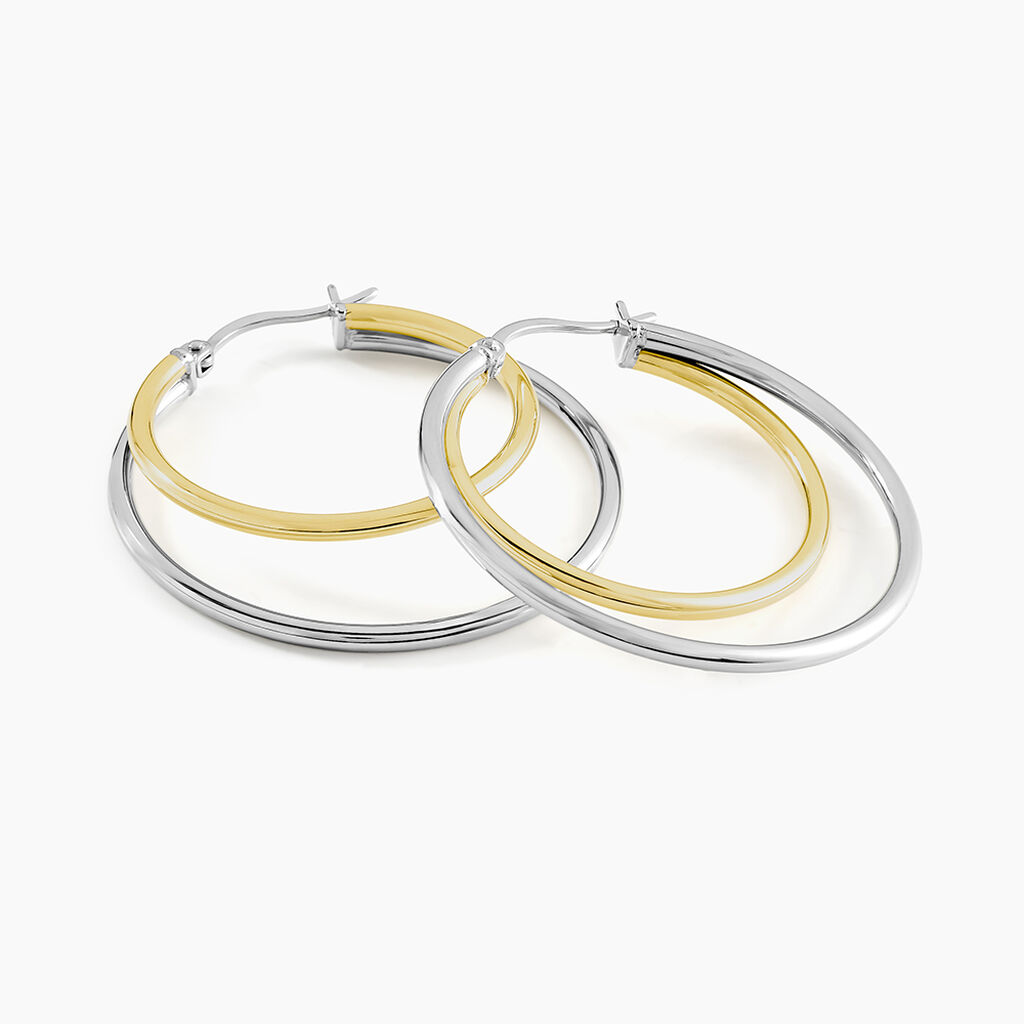 Créoles Adisson Acier Bicolore - Boucles d'oreilles créoles Femme | Histoire d’Or