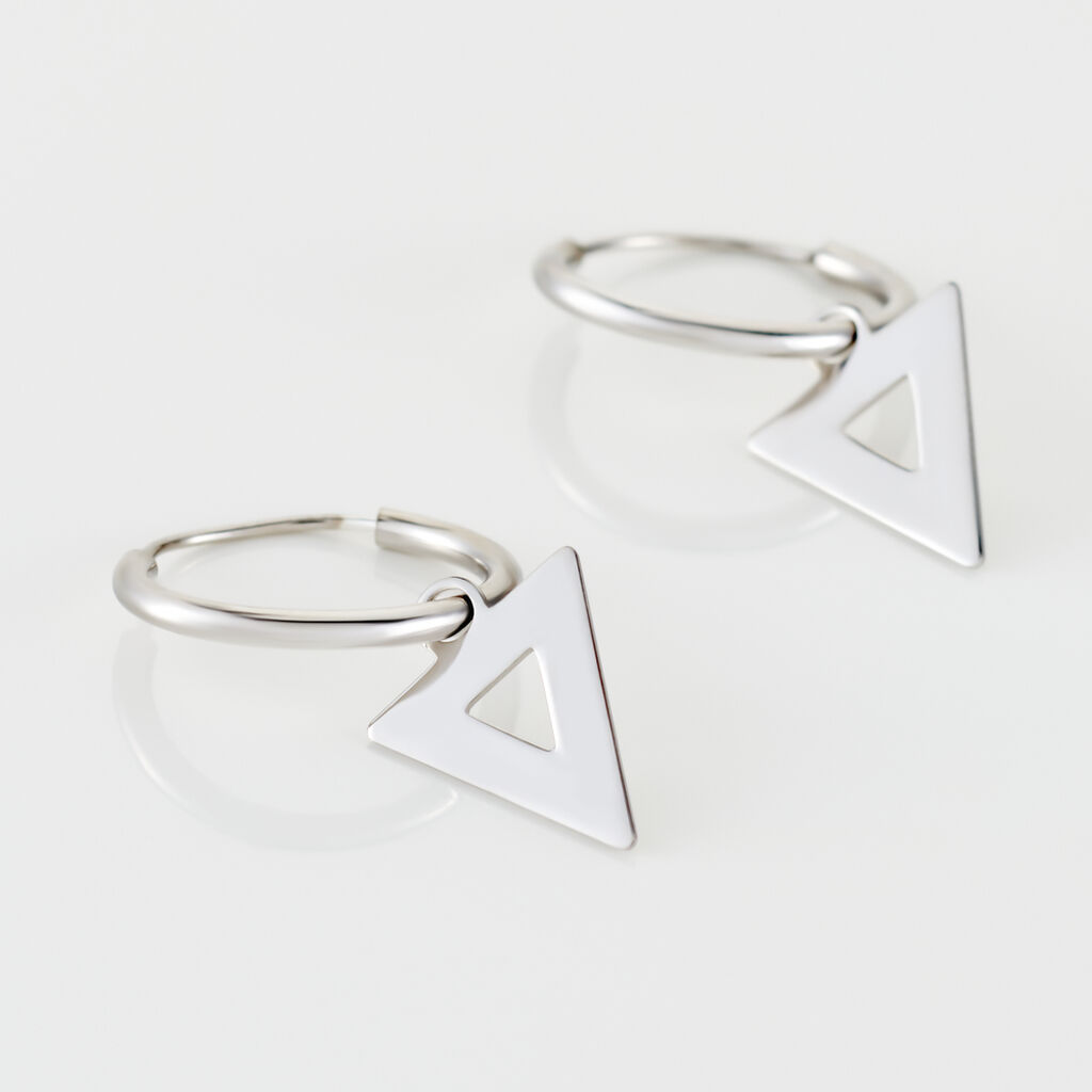 Creoles Elvyn Argent Blanc - Boucles d'oreilles cr&eacute;oles Femme | Histoire d&rsquo;Or