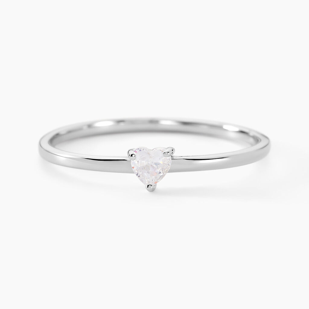 Bague Solitaire Eaque Argent Blanc Oxyde De Zirconium - Bagues Coeur Femme | Histoire d’Or