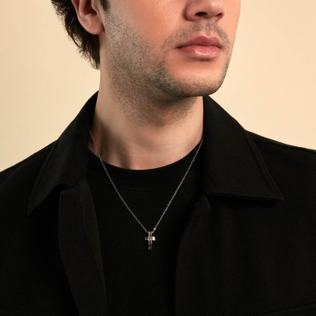 Collier Ruya Acier Blanc Oxyde De Zirconium - Colliers fantaisie Homme | Histoire d&rsquo;Or