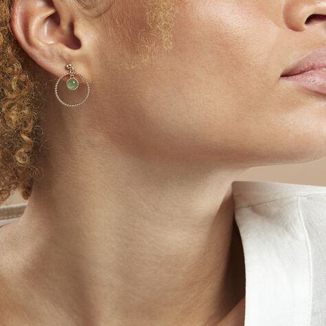 Boucles D'oreilles Pendantes Amalthea Plaqué Or Doré Aventurine Vert - Boucles d'oreilles fantaisie Femme | Histoire d’Or