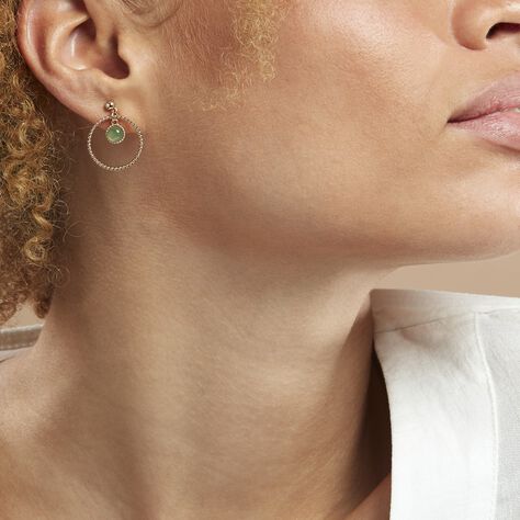 Boucles D'oreilles Pendantes Amalthea Plaqué Or Doré Aventurine Vert - Boucles d'oreilles fantaisie Femme | Histoire d’Or