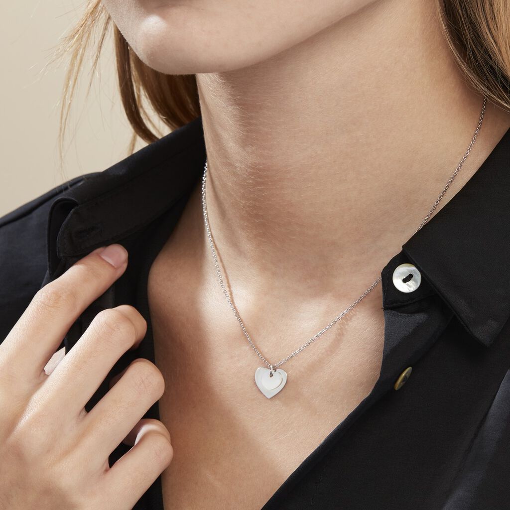 Collier Argent Blanc Ikaria Nacre - Colliers Coeur Femme | Histoire d’Or