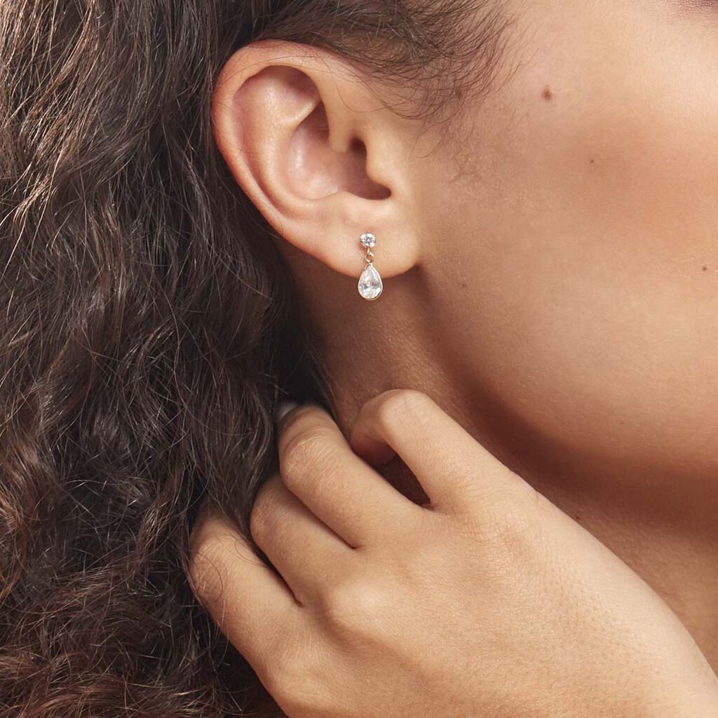 Boucles D'oreilles Pendantes Lika Or Jaune Oxyde De Zirconium - Boucles d'oreilles pendantes Femme | Histoire d’Or