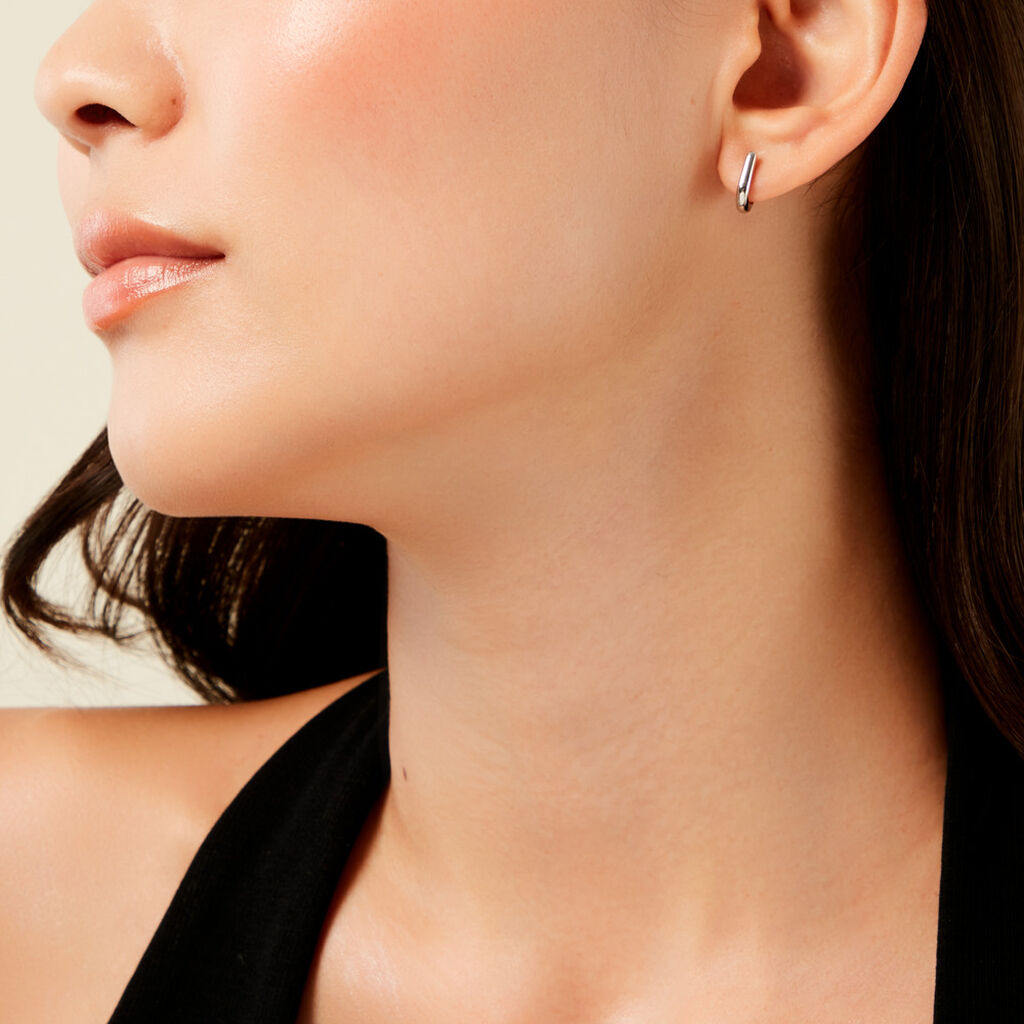 Créoles Fillipa Argent Blanc - Boucles d'oreilles créoles Femme | Histoire d’Or