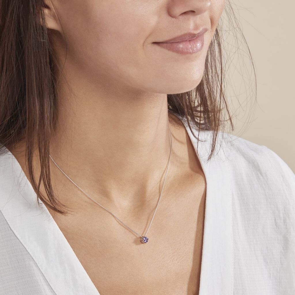 Collier Solitaire Argent Blanc Rio Santa Teresa Oxyde De Zirconium - Colliers fantaisie Femme | Histoire d’Or