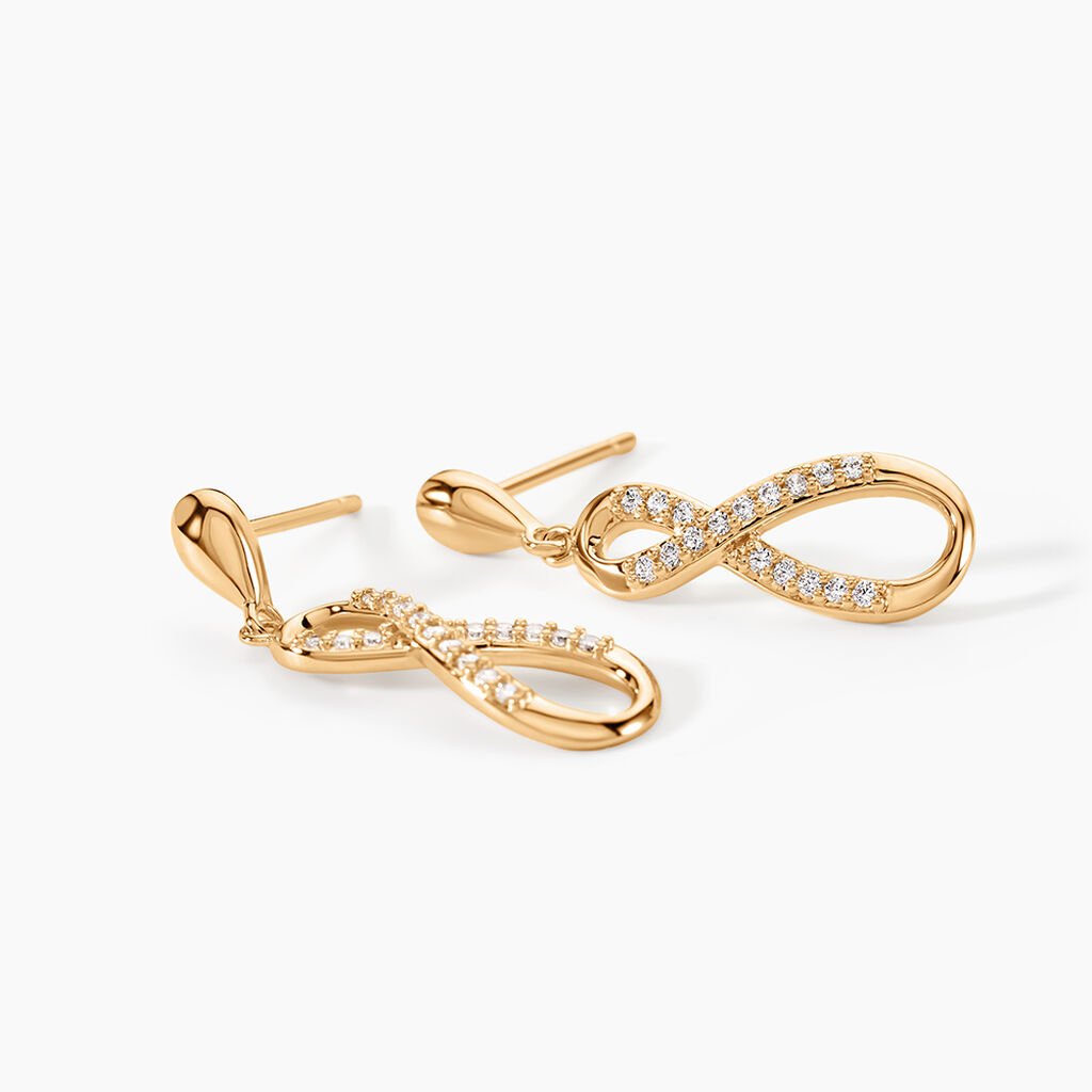 Boucles D'oreilles Pendantes Dunya Plaqu&eacute; Or Jaune Oxyde De Zirconium - Boucles d'oreilles fantaisie Femme | Histoire d&rsquo;Or