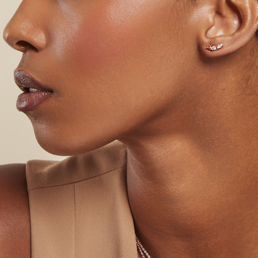 Boucles D'oreilles Puces Camelia Argent Rose Oxyde - Boucles d'oreilles fantaisie Femme | Histoire d’Or