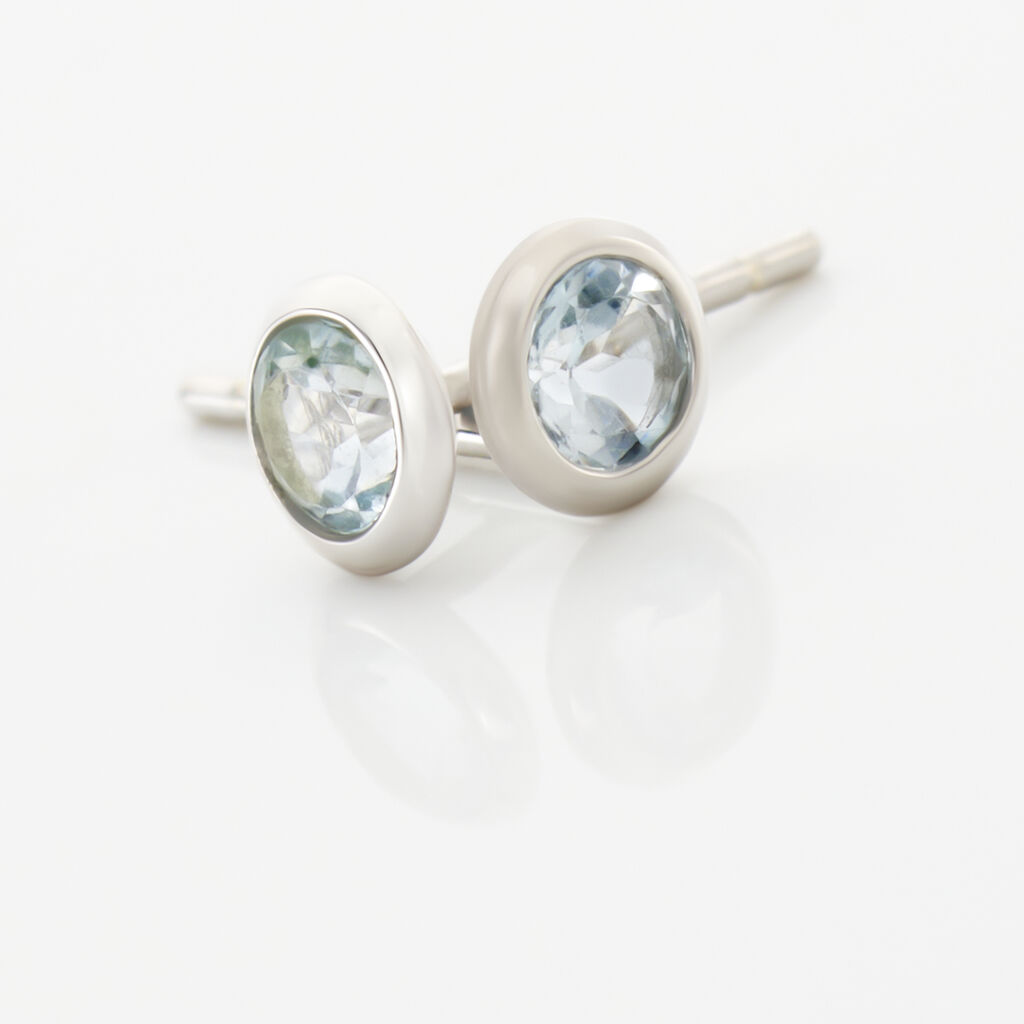 Boucles D'oreilles Puces Edy Serti Clos Or Blanc Topaze - Clous d'oreilles Femme | Histoire d&rsquo;Or