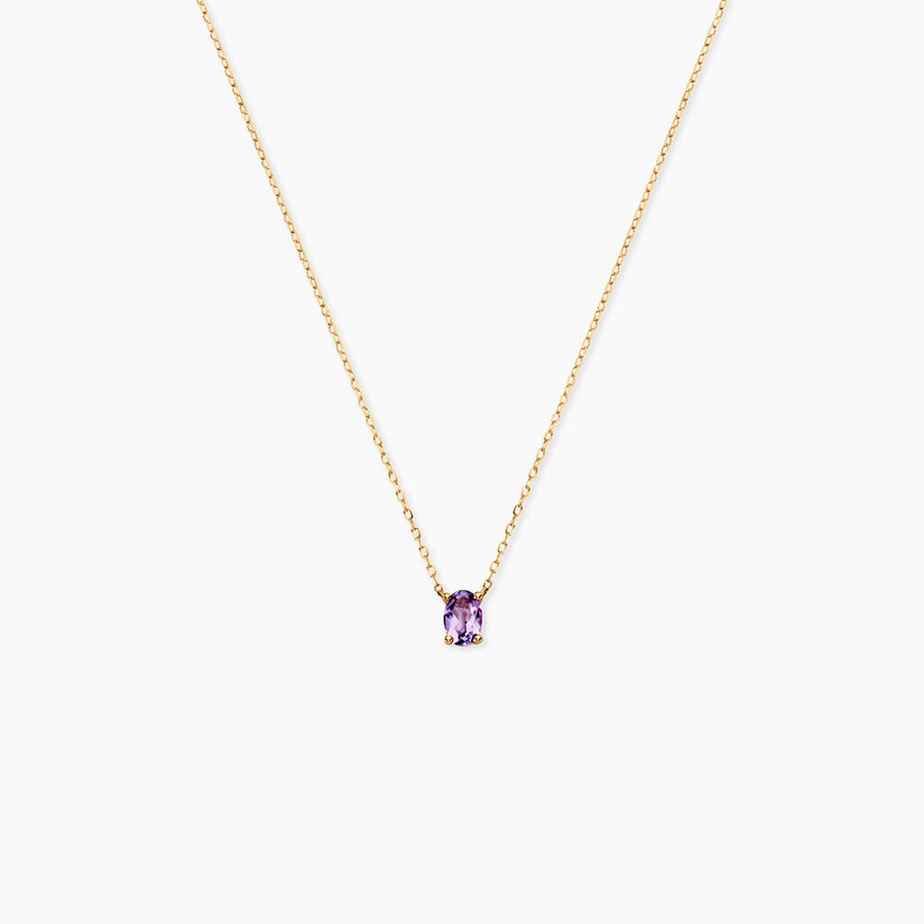 Collier Ovale Or Jaune Am&eacute;thyste - Colliers Femme | Histoire d&rsquo;Or