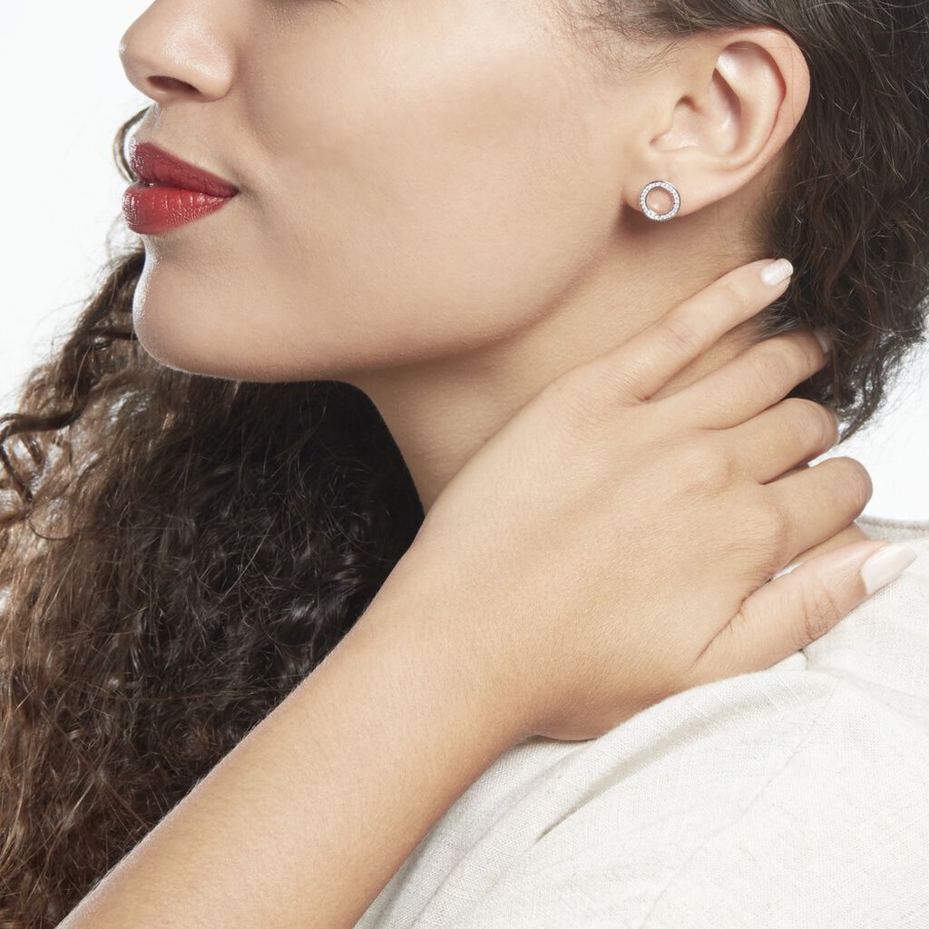 Boucles D'oreilles Puces Prisco Argent Blanc Oxyde De Zirconium - Boucles d'oreilles fantaisie Femme | Histoire d’Or