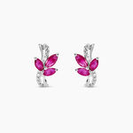 Boucles D'oreilles Puces Angie Or Blanc Diamant Et Rubis - Clous d'oreilles Femme | Histoire d&rsquo;Or
