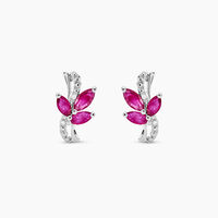 Boucles D'oreilles Puces Angie Or Blanc Diamant Et Rubis