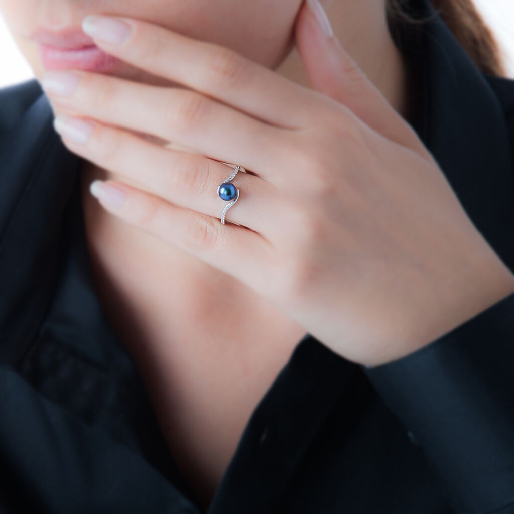 Bague Anais Or Blanc Perle De Culture Et Oxyde De Zirconium - Bagues solitaires Femme | Histoire d’Or