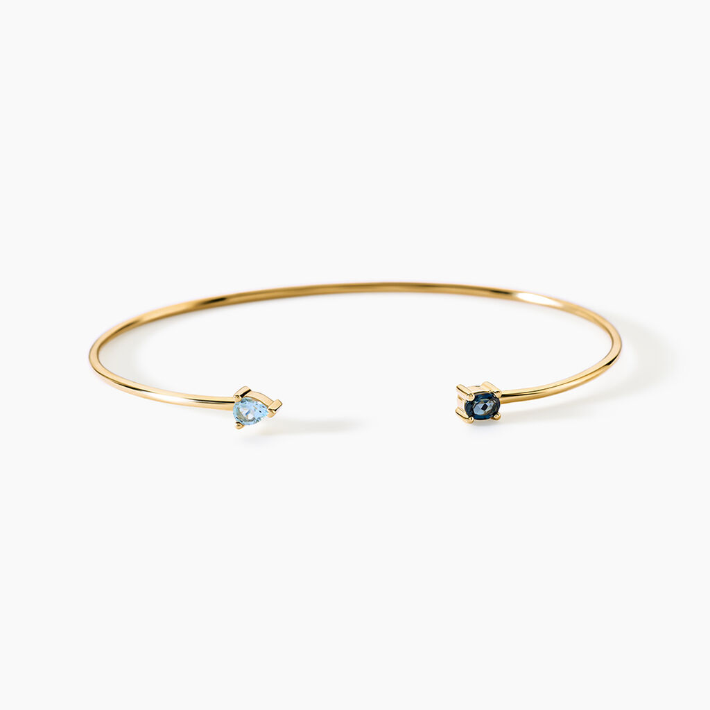 Bracelet Jonc Kala Argent Dor&eacute; A L'Or 750/1000 Topaze - Bracelets Pierre Femme | Histoire d&rsquo;Or