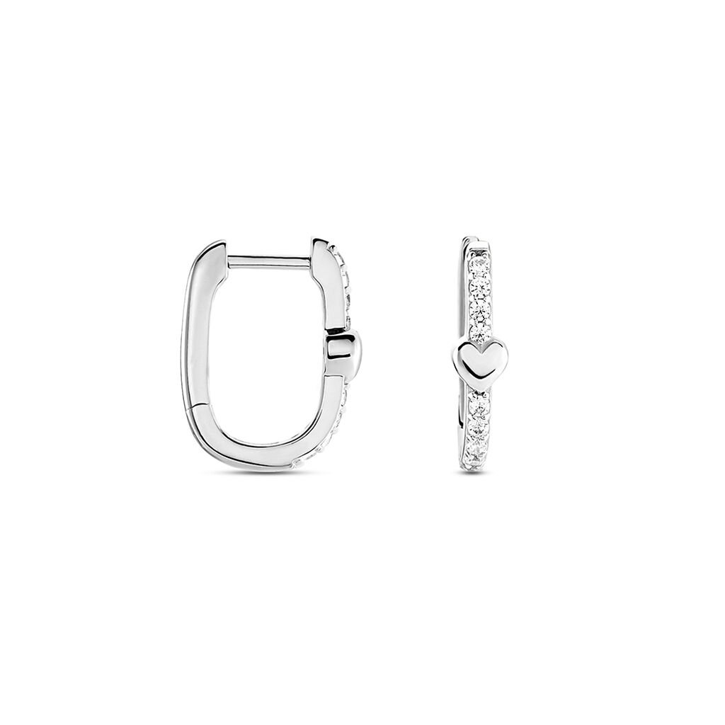 Creoles Argent Blanc Deep In Love Oxyde De Zirconium - Boucles d'oreilles créoles Femme | Histoire d’Or