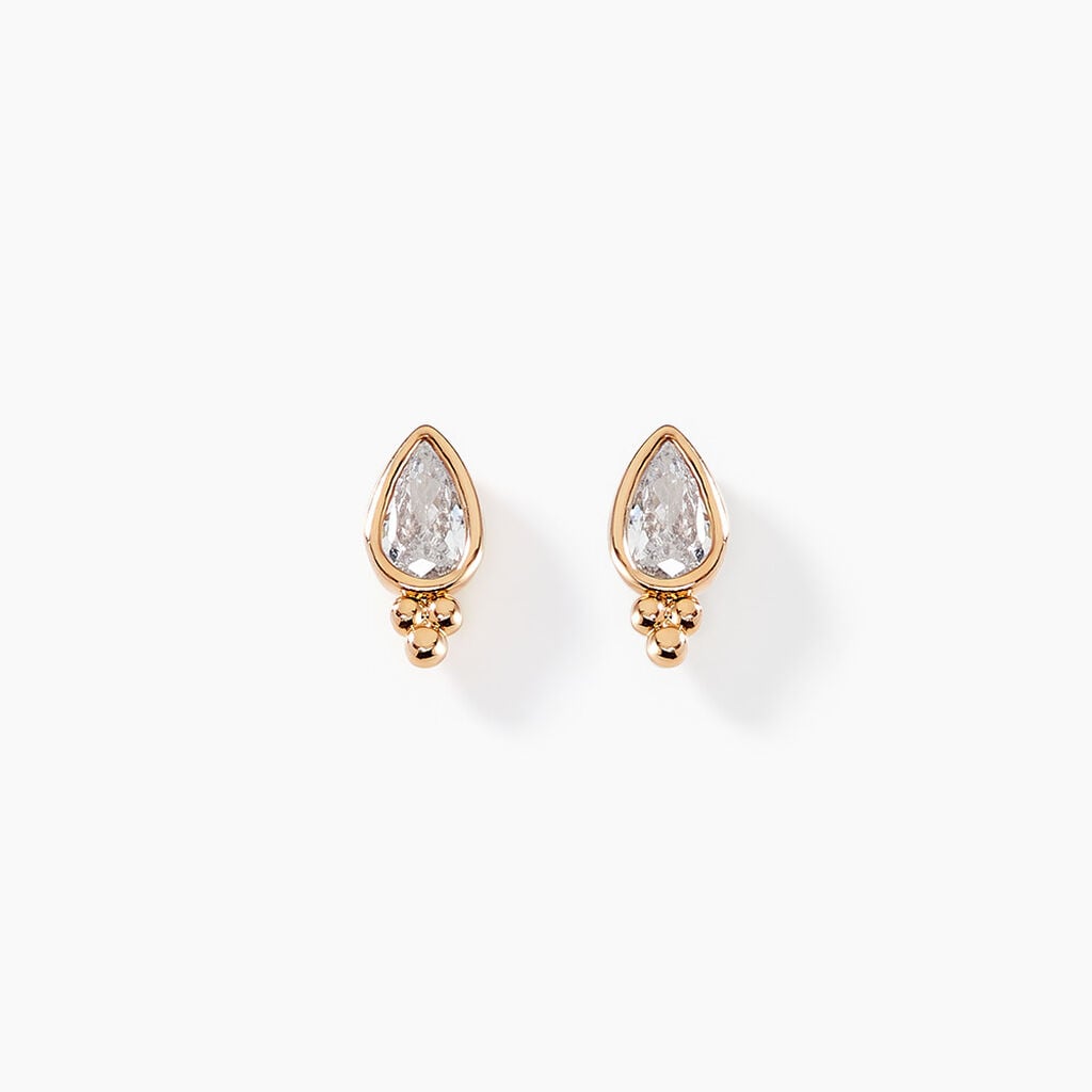 Boucles D'oreilles Puces Marika Plaqu&eacute; Or Dor&eacute; Oxyde De Zirconium - Boucles d'oreilles fantaisie Femme | Histoire d&rsquo;Or