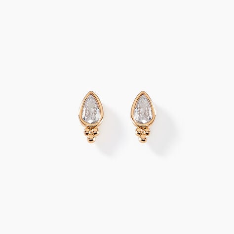 Boucles D'oreilles Puces Marika Plaqu&eacute; Or Dor&eacute; Oxyde De Zirconium - Boucles d'oreilles fantaisie Femme | Histoire d&rsquo;Or