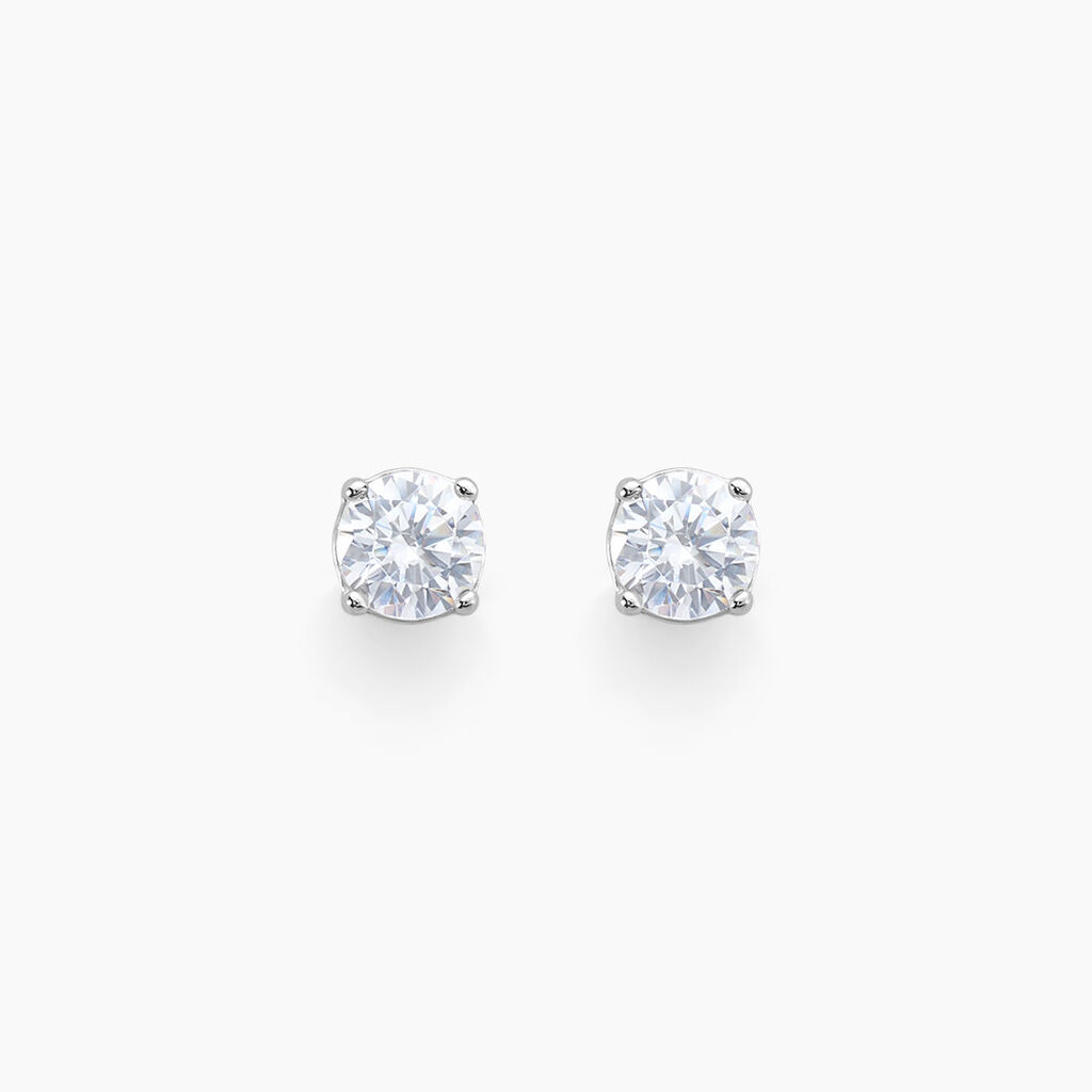Boucles D'oreilles Puces Rio Santa Teresa Argent Blanc Oxyde Zirconium - Boucles d'oreilles fantaisie Femme | Histoire d&rsquo;Or