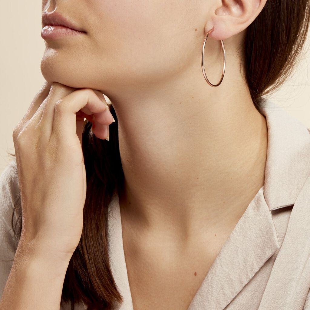 Creoles Argent Rose Olympia - Boucles d'oreilles créoles Femme | Histoire d’Or