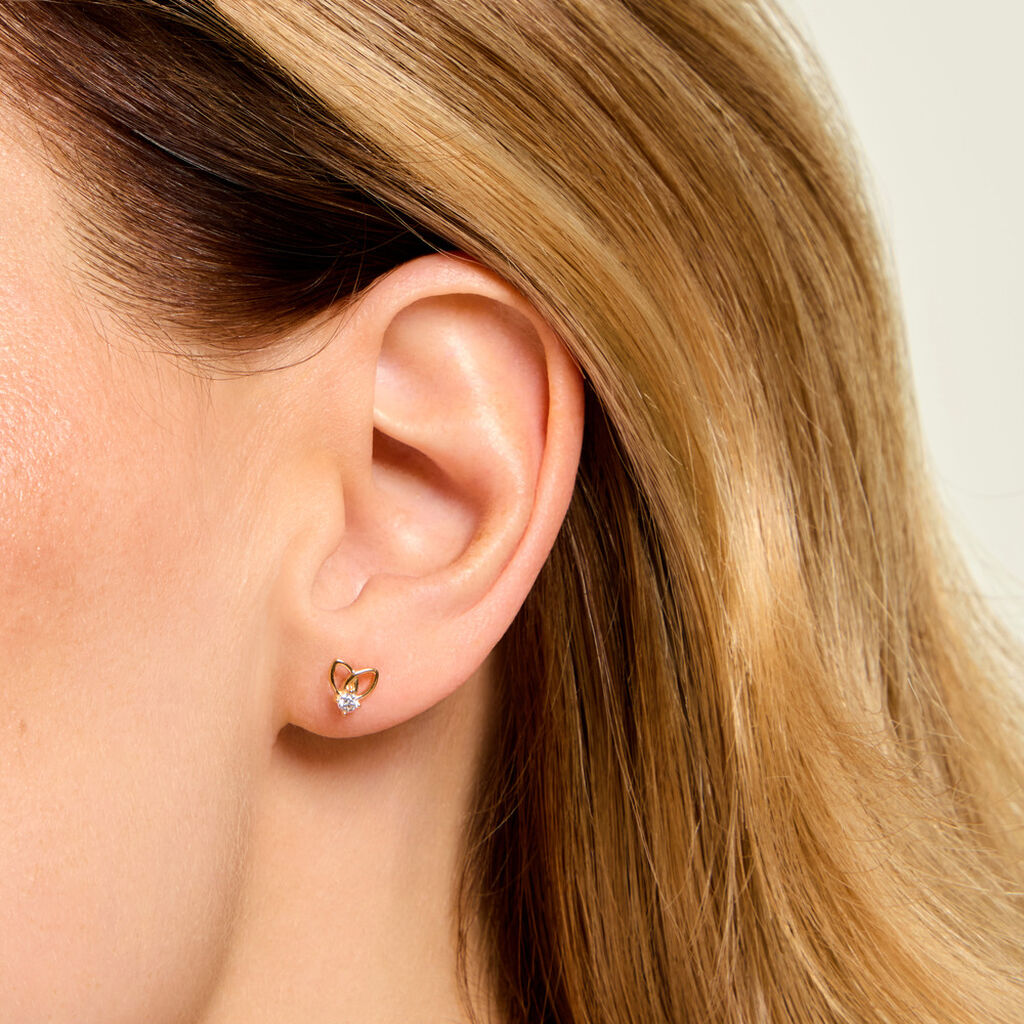 Boucles D'Oreilles Puces Ionia Plaqu&eacute; Or Jaune Oxyde De Zirconium - Boucles d'oreilles fantaisie Femme | Histoire d&rsquo;Or