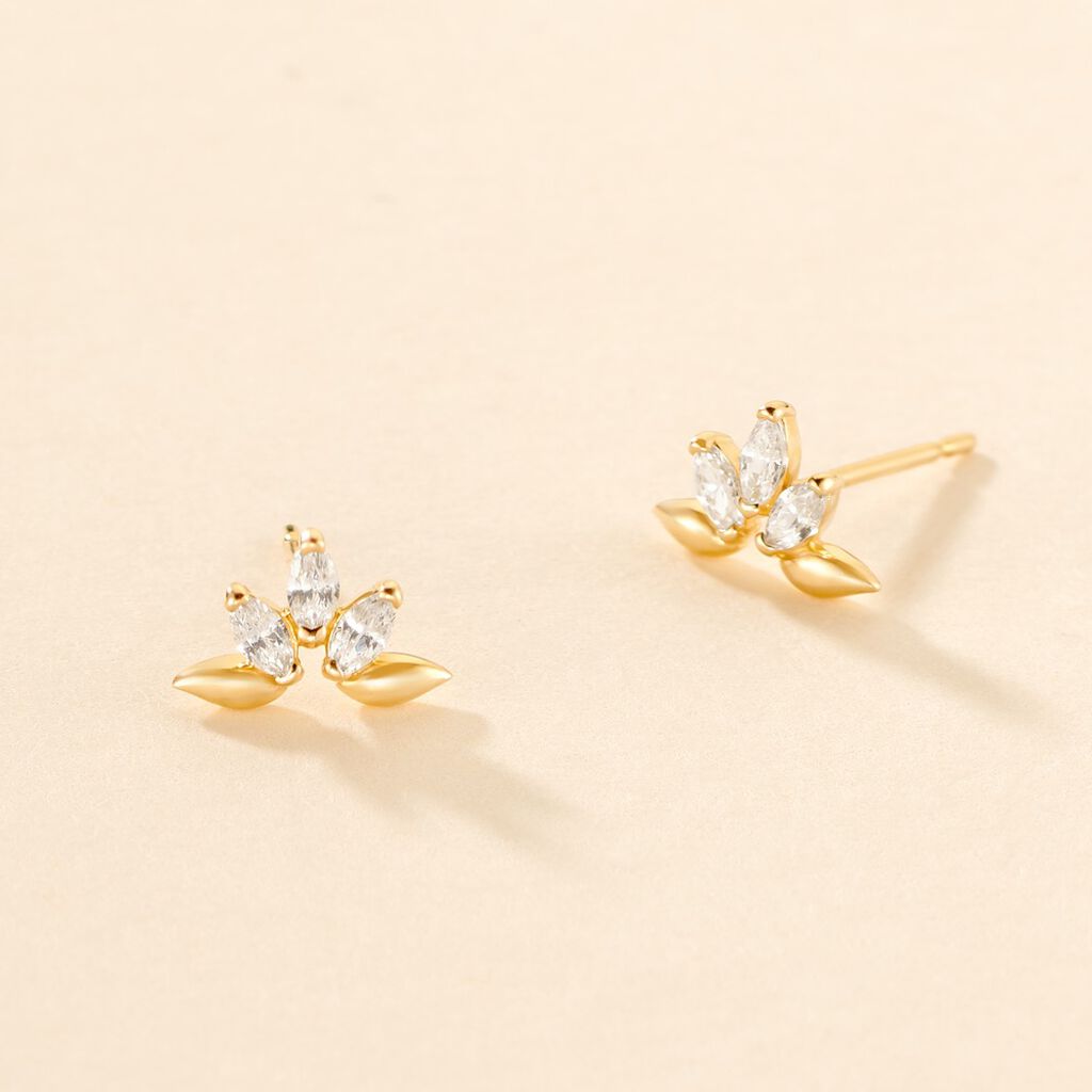 Boucles D'oreilles Puces Maralyn Or Jaune Oxyde De Zirconium - Clous d'oreilles Femme | Histoire d’Or