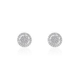 Boucles D'oreilles Puces Or Blanc Nawra Diamants Synthétiques - Clous d'oreilles Femme | Histoire d’Or
