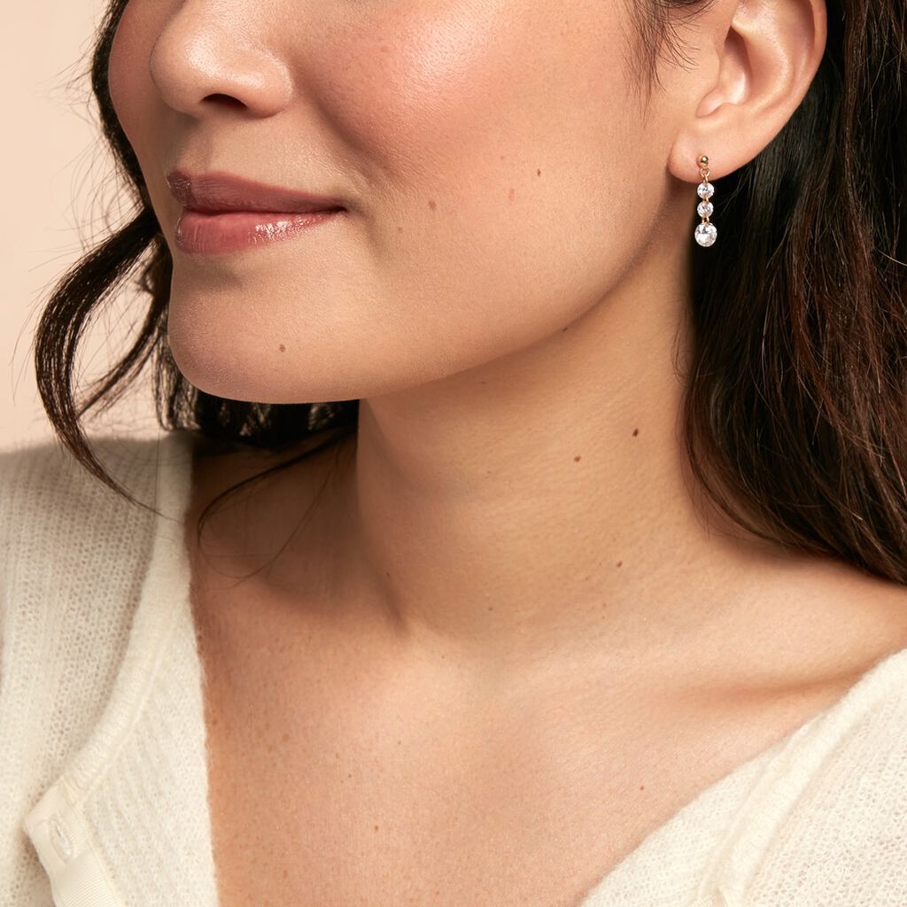 Boucles D'oreilles Pendantes Chalice Plaqué Or Jaune Oxyde Zirconium - Boucles d'oreilles fantaisie Femme | Histoire d’Or