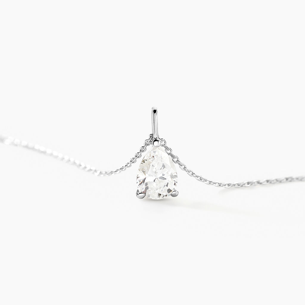 Collier Goutte Or Blanc Oxyde De Zirconium - Colliers Femme | Histoire d’Or