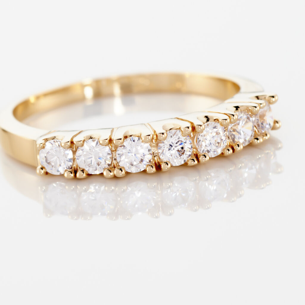 Bague Isee Plaqu&eacute; Or Jaune Oxyde De Zirconium - Bagues avec pierre Femme | Histoire d&rsquo;Or